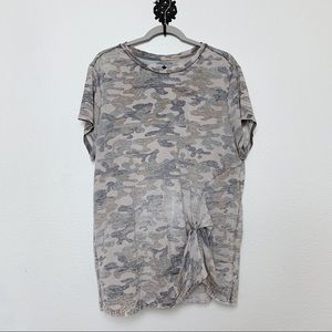 VANILLA STAR Camo Knotted Burn Out T-Shirt, XXL